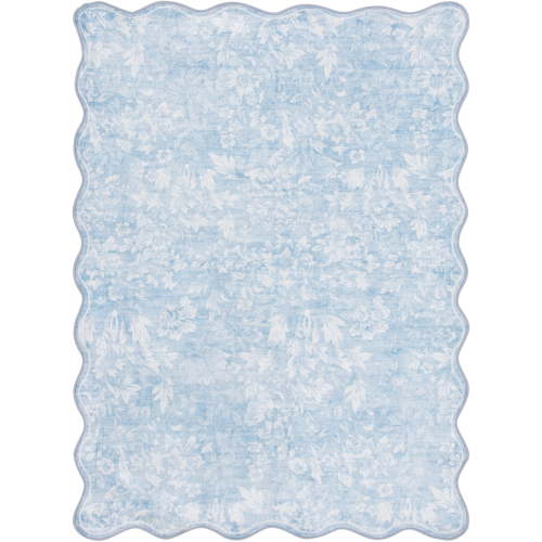 Mainstays Blue Feather Faux Fur Scalloped Indoor Accent Rug, 4 ft x 5 ft 6 in