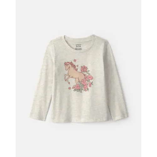 Toddler Girl Horse Long-Sleeve Graphic Tee - Grey | Carter's