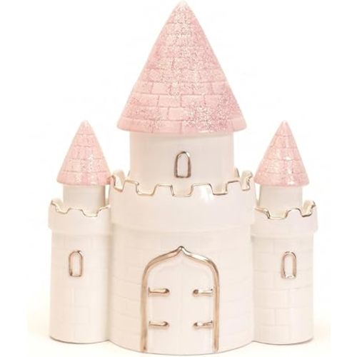 Child to Cherish Ceramic Princess Castle Piggy Bank for Girls Nursery Decor