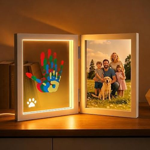 Sortnic Family Handprint Kit with Light for 4, DIY Craft Keepsake Frame