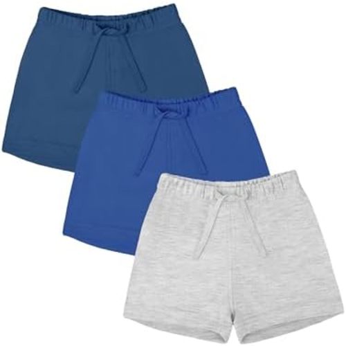 Ruisita 3 Pack Unisex Baby Toddler Cotton Shorts with Drawstring Baby Pull-on Solid Shorts Soft Clothes for Summer Daily
