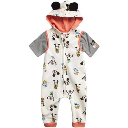 Disney Baby Boys' Mickey Mouse and Friends Hooded Coverall Set, Sizes 0-24M