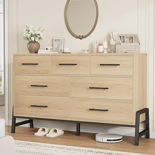 Changing Table - GarveeHome 7 Dresser - Natural Oak