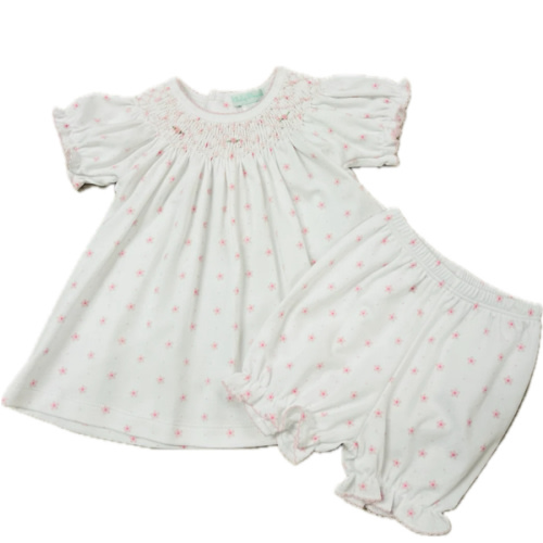 Baby Girl's Pink Flower Print Pima Cotton Bishop Dress