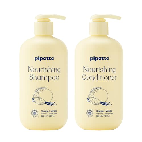Pipette Daily Nourishing Shampoo and Conditioner Duo, Clean, Tear-Free Shampoo For Kids, Detangling Conditioner For Kids, Sulfate-Free, Paraben-Free, Silicone-Free, Hypoallergenic, Non-Toxic