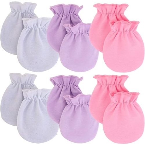 Newborn Baby Unisex Baby Mittens, No-scratch Mitts,No Scratch Infant Gloves Mitten for Baby,Set of 6 Gloves