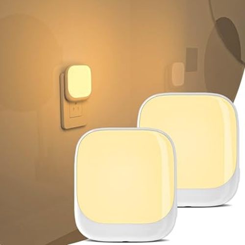 N&B NICE&BRAVO Plug in Night Lights Kids Nightlight Plug Into Wall Dusk to Dawn Sensor LED Night Light for Bedroom, Nursery, Hallway, Kitchen, Bathroom Three-Level Brightness Adjustment – 2 Pack