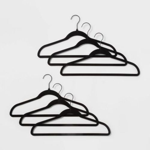 100pk Flocked Suit Hanger Black - Brightroom™