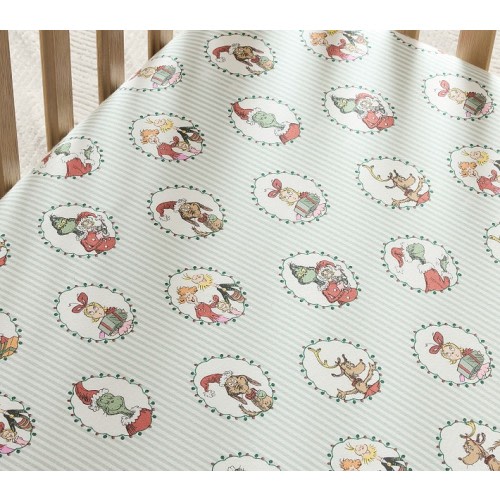 Dr. Seuss's The Grinch™ Heritage Stripe Organic Flannel Crib Fitted Sheet