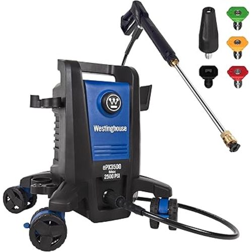 Westinghouse ePX3500 Electric Pressure Washer, 2500 Max PSI 1.76 Max GPM with Anti-Tipping Technology, Onboard Soap Tank, Pro-Style Steel Wand, 5-Nozzle Set, for Cars/Fences/Driveways/Home/Patios