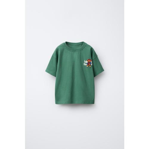 EMBROIDERED BEAR T-SHIRT - Green | ZARA United States