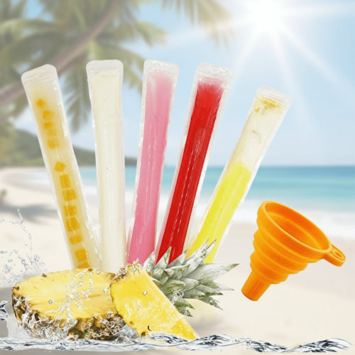 BPA-Free Reusable Ice Pop Molds with Zip Seal Closures for Healthy Frozen Snacks, Yogurt Sticks, and Fruit Smoothies, Includes Funnel for Easy Filling