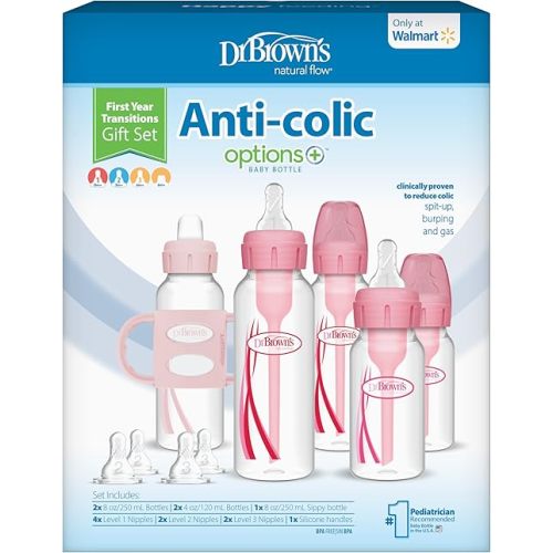 Dr. Brown's Baby First Year Baby Bottles Gift Set, Pink