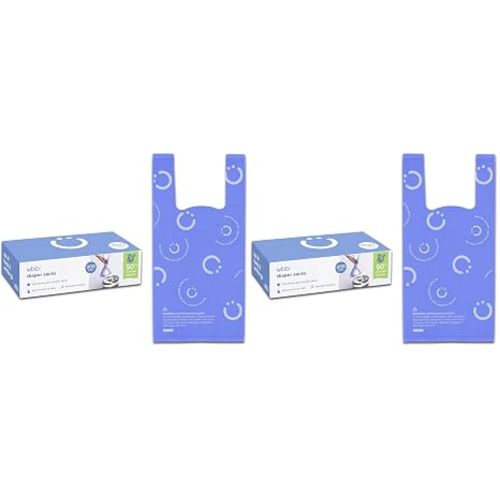 Ubbi Disposable Baby Diaper Sacks, Lavender Scented, 200 Count | Easy-To-Tie Tabs, Made from 50% Recycled Material, Disposable On-The-Go Bags, Diaper Bag and Travel Essential