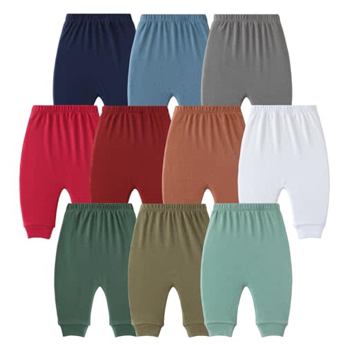 Hakochia Baby Pants for Boys & Girls: 100% Cotton, Soft, Comfy, Ample Diaper Room 0-36 Months