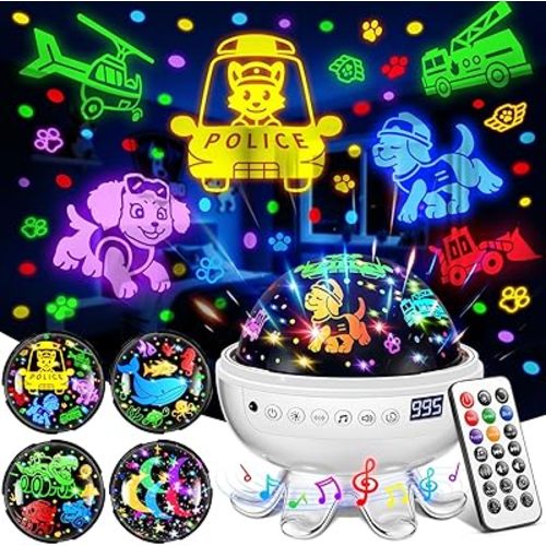 Kids Toys Puppy Projector│30 Soothing Sounds+4 Slides Sound Machine Baby Night Light Projector│93 Projections+31 Colors Puppy Toys for Boys Age 3-5│Girl Toys Toddler Toys│Story Projector Sound Machine