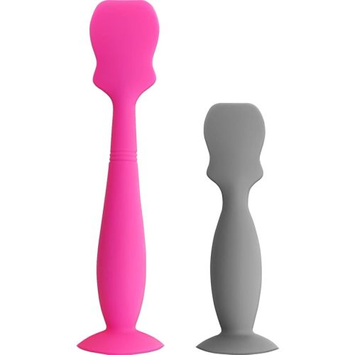 2 Pack Baby Diaper Cream Spatula Applicator,Baby Butt Cream Paste Spatula,Flexible Soft Silicone Diaper Rash Cream Brush for Baby (Pink, Grey)