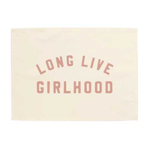 Long Live Girlhood Easy Hang Fabric Banner: Girls Room Banner, Girl Wall Art {Natural + Rose}