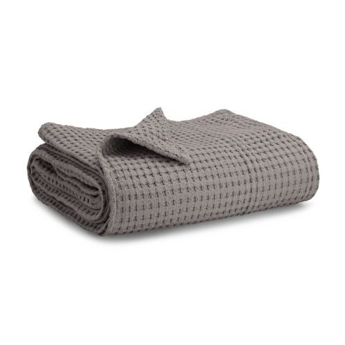 Comfy Cubs Waffle Weave Baby Blanket - 40” x 40” Cotton Blanket with Textured Design, Lightweight Swaddle - Charcoal