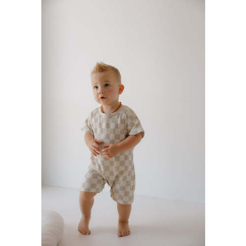 French Terry Romper | Checkerboard