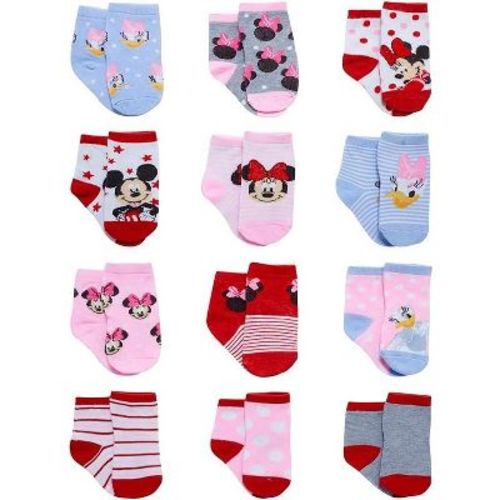 Disney Baby Girl 12 Pack Socks, Newborn Essentials for Girls (0-24M)