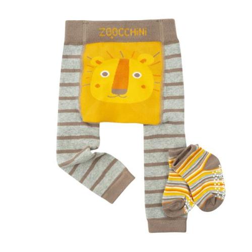 (1) ZOOCCHINI grip+easy Comfort Crawler Legging & Socks Set - Leo the Lion