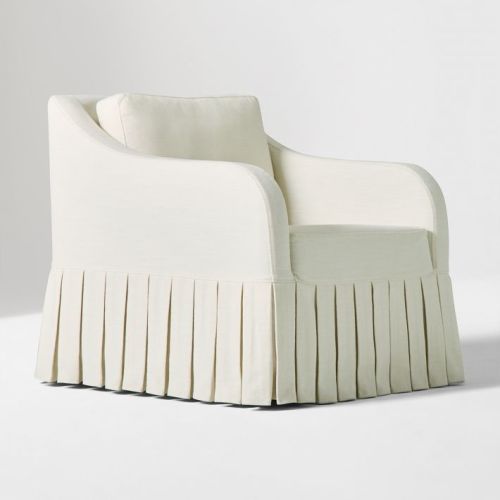 Kids Robin Pleated Skirt Glider, Peformance Yarn Dyed Linen Weave, Alabaster