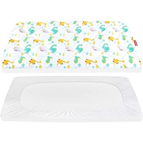 Pack and Play Sheets Fitted, Breathable Thick Playard Lovely Print Cover 39"×27"×5" Compatible with Graco Pack n Play, Dinosaur