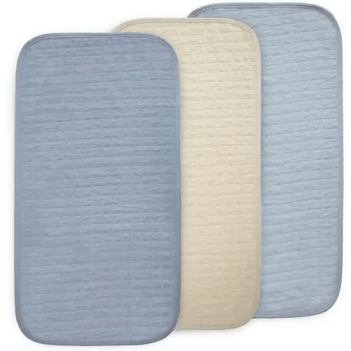 mushie Waterproof Changing Pad Liners | 100% Organic Cotton | Set of 3 (Blue Combo)