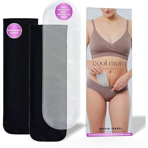Ingrid & Isabel | Cool Mom Reusable Hot & Cold Perineal Ice Pack | Postpartum Essentials Perineal Care for Pregnancy Delivery & Hemorrhoid Pain Relief (1 Ice Pack, 2 Covers)