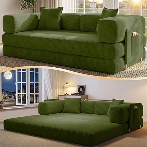78.8" Convertible Futon Sofa Bed, Boneless Couch for Living Room