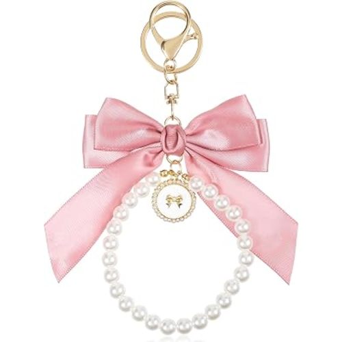 InnoHHustle Pink Bow Keychain, Cute Purse Charm, Bow Purse Charm, Keychain Bow, Women's Accessory, Key Chains, Gift for Women
