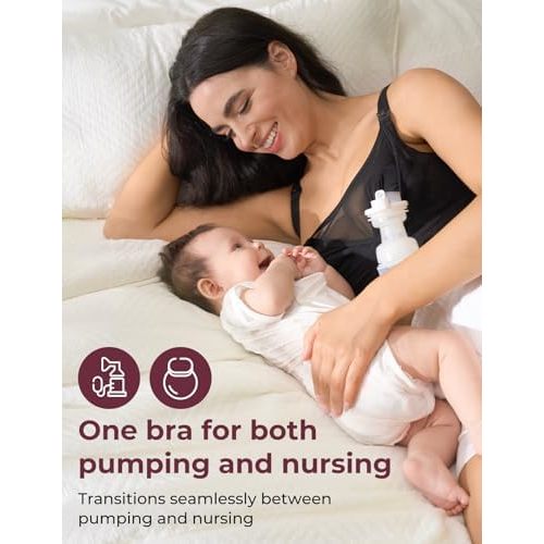 Large | Black - Momcozy Mesh Support Pumping Bra Hands Free