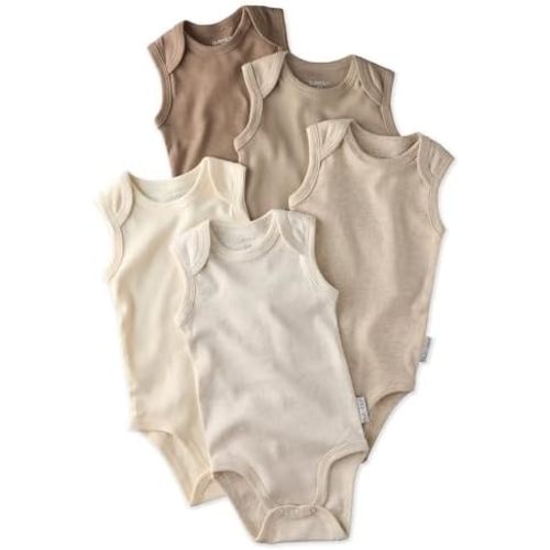 Sam 5-Pack Sleeveless Bodysuits 100% Organic Cotton Baby Clothes for Boys and Girls​​