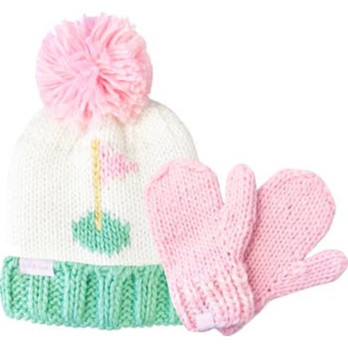 Golf Flag Knit Hat/Mittens Bundle, Small