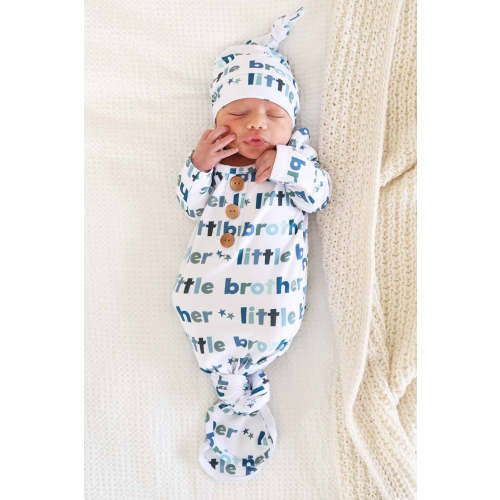 Newborn Baby Knot Gown & Hat Set | Little Sibling