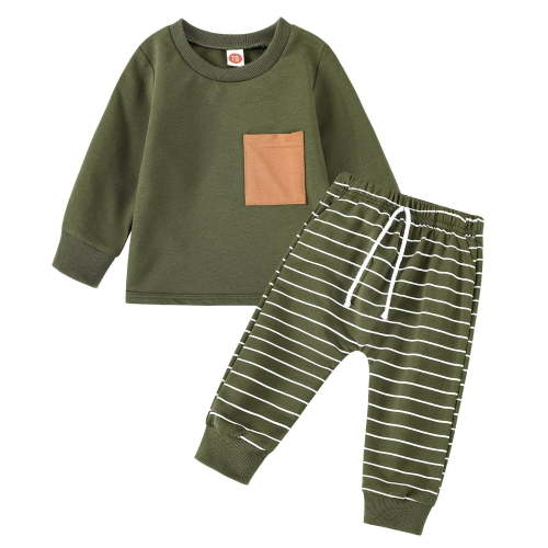 HCNTES Baby Boy Fall Winter Clothes Toddler Boy Outfits Long Sleeve Patchwork Sweatshirt Tops Pants 2 Piece baby boy clothes 12 18 months(AG,3-6 Months)