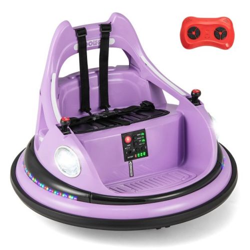 Costway 12V Kids Electric Ride On Bumper Car Battery Powered Bumper Car with Remote Control Purple