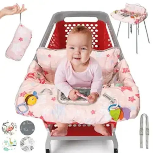 PILLANI Shopping Cart Cover for Baby, High Chair Cover for Restaurant Seat - Grocery Cart Cover for Baby Girl and Boy, Comfortable Cotton Buggy Covers for Babies - Padded Toddler Shopping Cart Cover