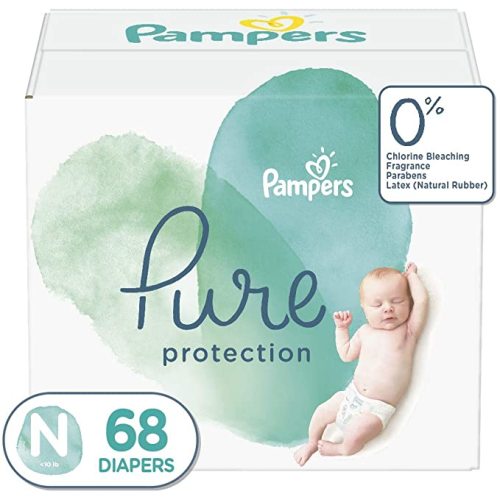 Pampers Pure Protection Disposable Baby Diapers, Hypoallergenic and Unscented, 68 Count, For Newborns up to 10 Pounds