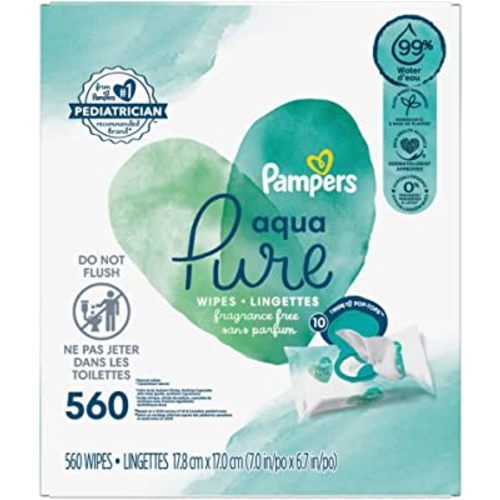 Pampers Aqua Pure Sensitive Baby Wipes 10X Pop-Top 560 Count