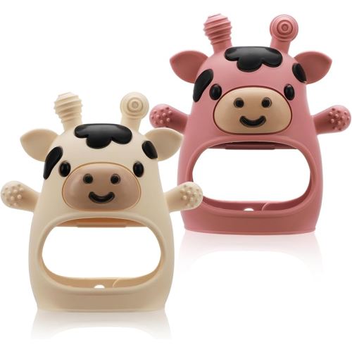 2 Pack Baby Teething Toys for 3-6 6-12 Months, Food Grade Silicone Infant Teether Mitten, Baby Essentials Teething Relief, Newborn Essentials Chew Toys for Sucking Needs