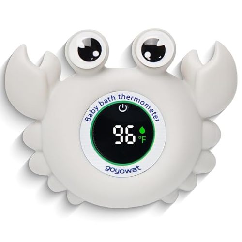 Baby Bath Thermometer Crab Toy - Digital Floating Water Thermometer with LED Display & Color Alerts for Infants, Cute Bath Tub Sensor & Safe Bath Time Essential Toy