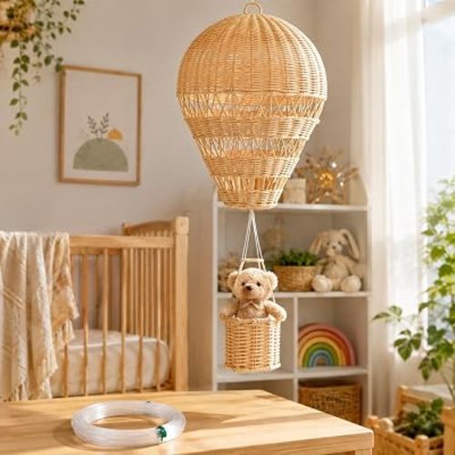 Natural Rattan Hot Air Balloon Wall Decor