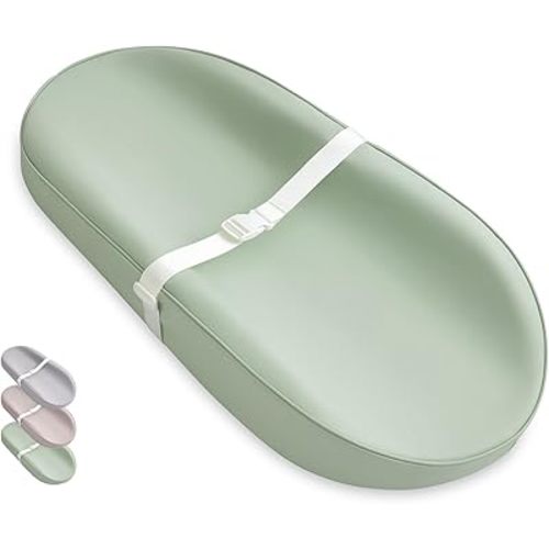 Blissful Diary Vegan Leather Baby Changing Pad with Waterproof & Wipe-Clean PU Cover, Avocado Size Cozy Diaper Changing Pad for Dresser and Table, Light Green