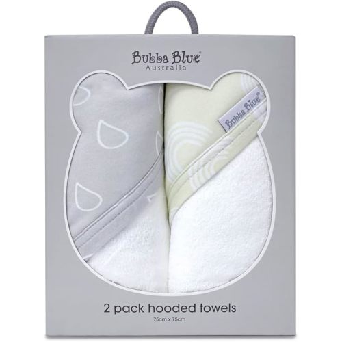 2PK Bubba Blue Bamboo Cotton 6.75x75cm Nordic Hooded Towel Baby 0-12m Grey/Sand