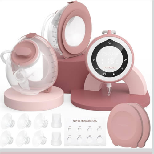 Momcozy Breast Pump V1 Pro Hospital-Grade, Hands-Free & Portable Wearable Pump, Upgraded Electric Pump with 3 Fine-Tuned Rhythms|15 Levels, Come with Leak-Proof DoubleFit Flange, Cozy Red.