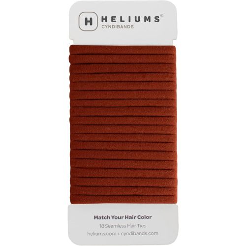 Heliums Thin Seamless Hair Ties - Auburn - 6mm Nylon No Damage Ponytail Holders, 1.75 Inch, Medium Hold for Thin to Normal Hair - 18 Pack