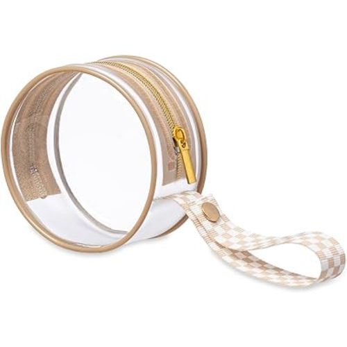 Itzy Ritzy Clear Pacifier Case with Clip Strap, Holds 2 Pacifiers (Taupe)