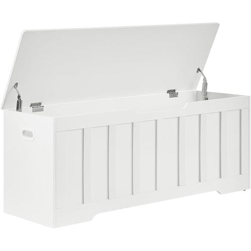 47.2" Storage Chest Extra Large,Storage Trunk with 2 Safety Hinges,Wooden Storage Bench,Shoe Bench,47.2x15.7x19.1 Inch,Easy Assembly,Storage Bench for Bedroom,Living Room,entryway(White).